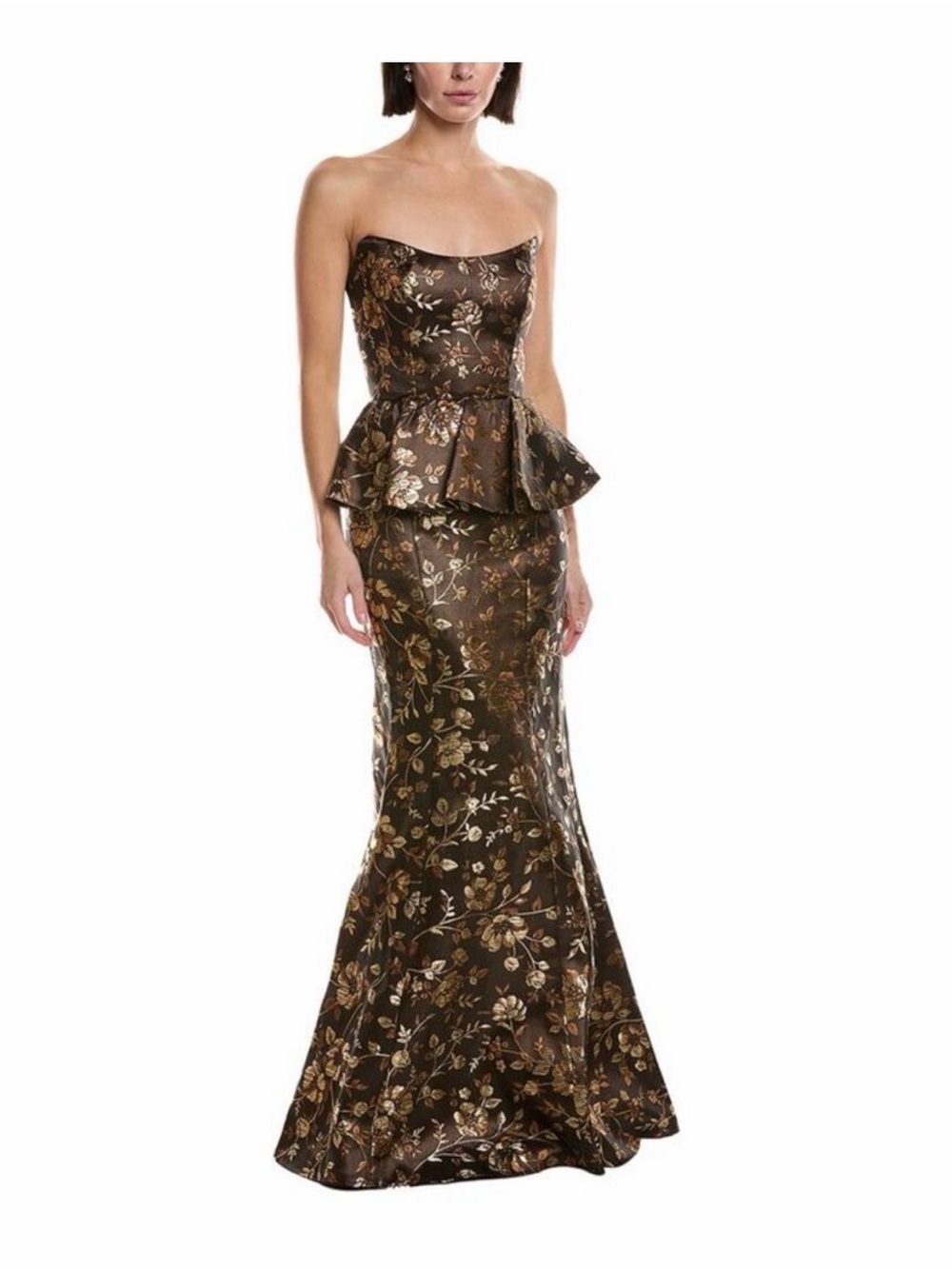 NWT Marchesa Peplum Jacquard Gown Size 4
